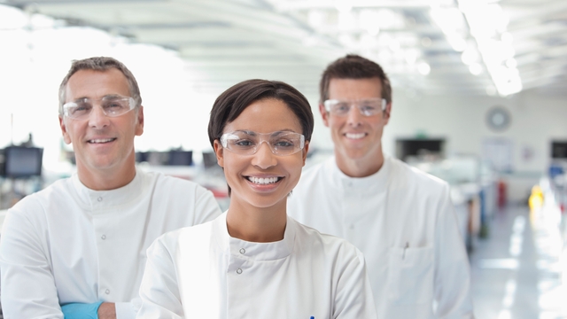 Group of biopharma scientists smiling